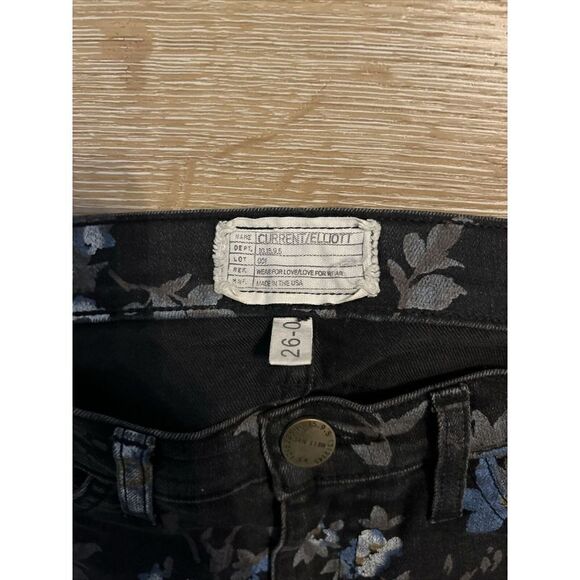 Current Elliott The Stiletto Black Wild Flower Jeans Fairy Core Skinny 27 - Picture 3 of 3